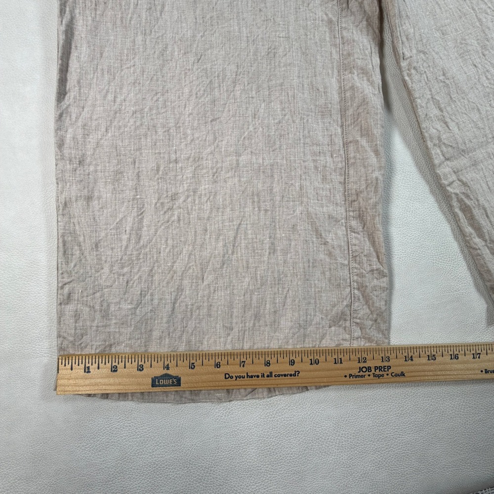 Halston Womens Large Oatmeal Beige 100% Linen Wide Leg Crop Size L - Picture 6 of 15